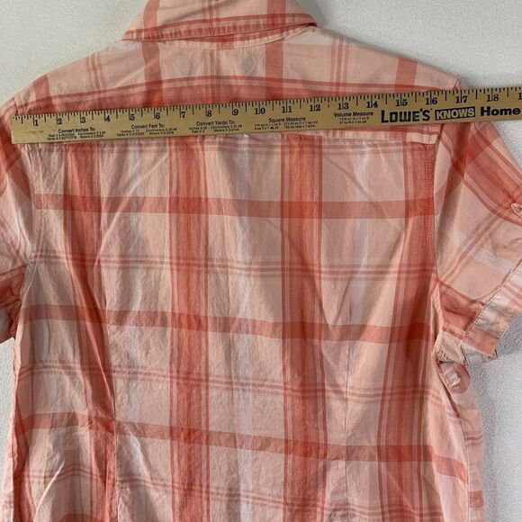 Tommy Hilfiger Shirt Women XL Plaid Salmon Vibrant Lightweight Collared Summer - Picture 4 of 9